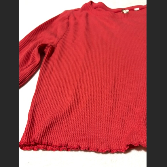 PacSun L.A Heart red waffle crop long sleeve top medium - Picture 3 of 7